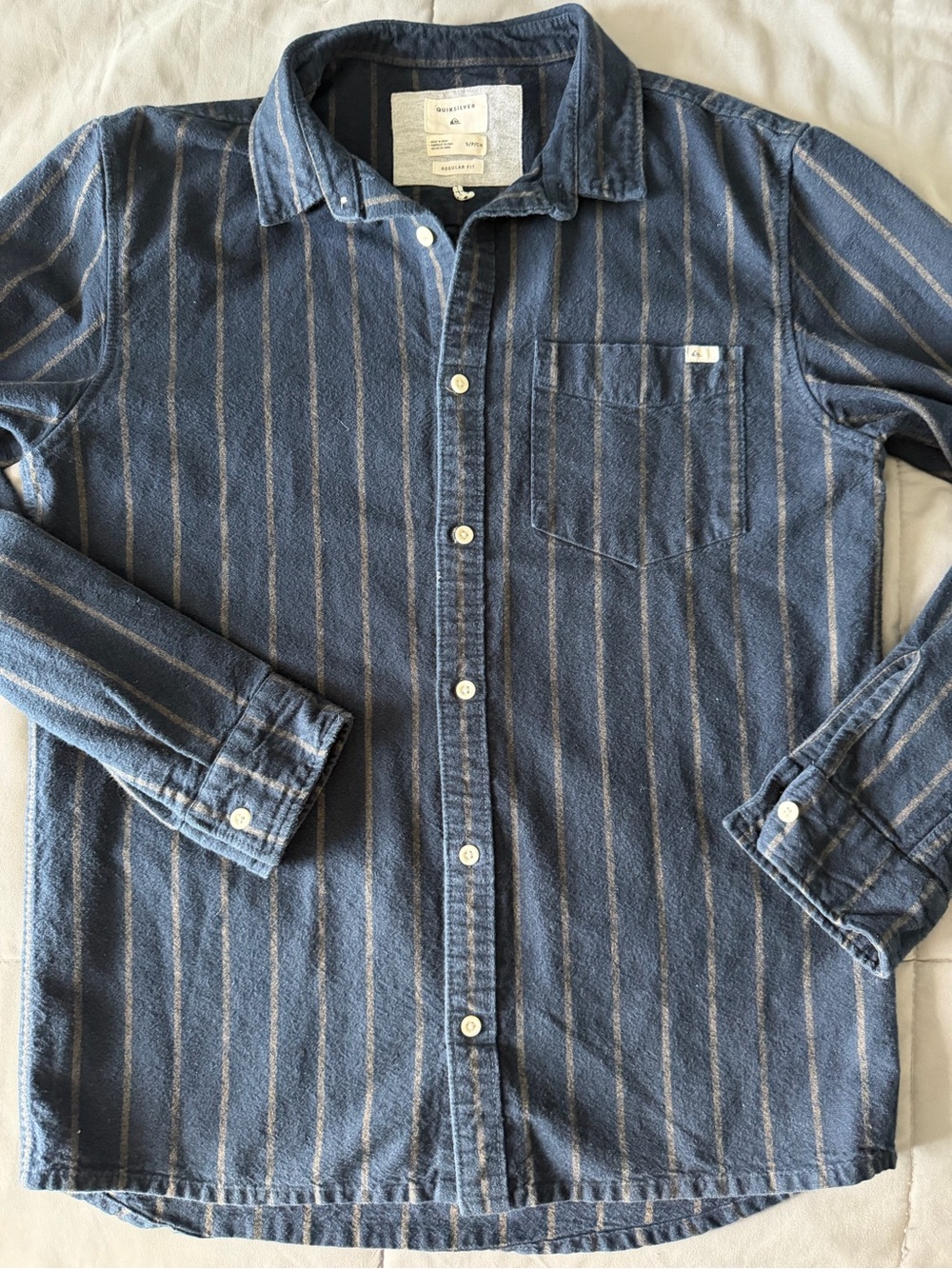 Quiksilver Blue Striped Long Sleeve Button-Up Shirt